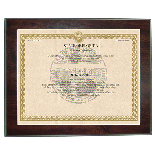 Illinois Notary Commission Certificate Frame 8.5 x 11 Inches